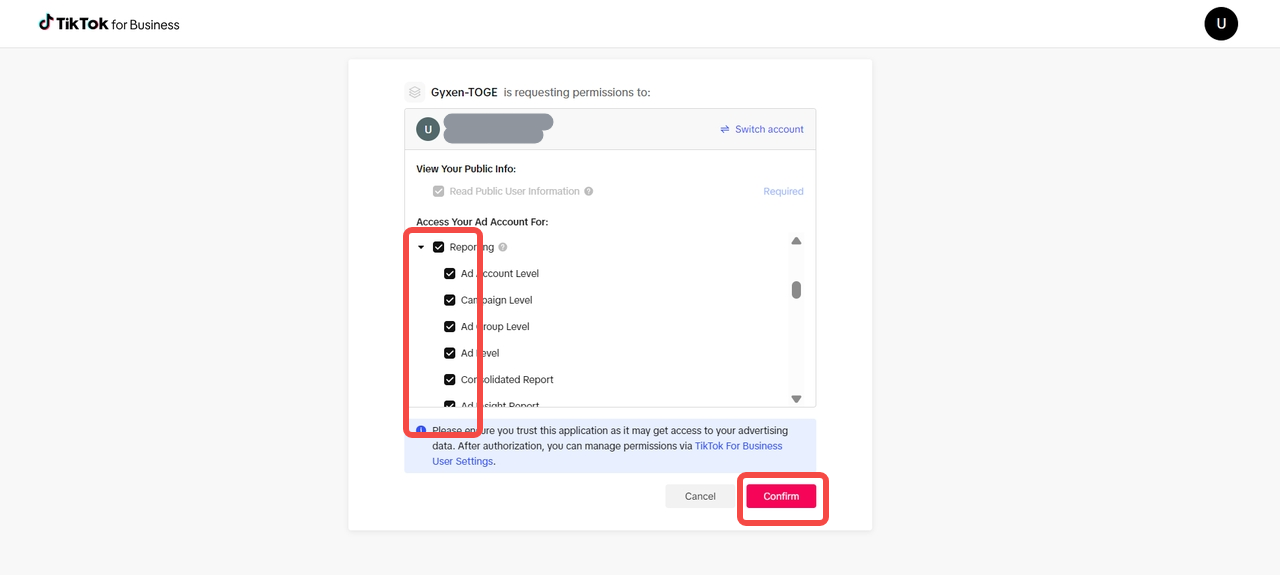 Step 6 — Link TikTok Business account