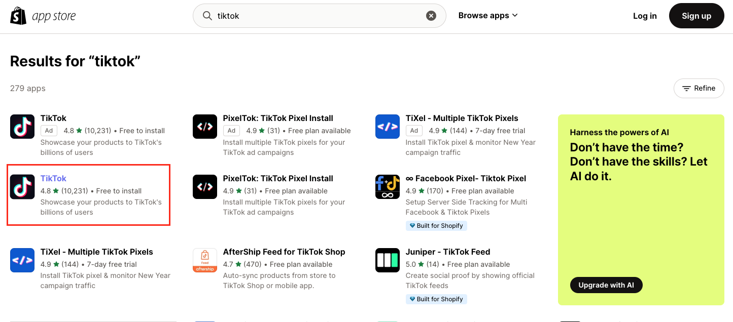 Shopify TikTok Pixel