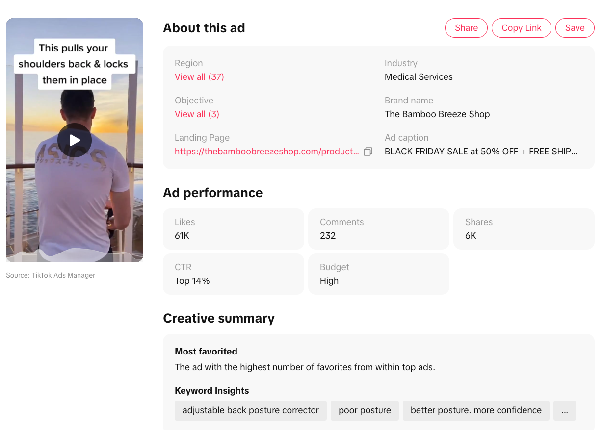 Creative Center analytics